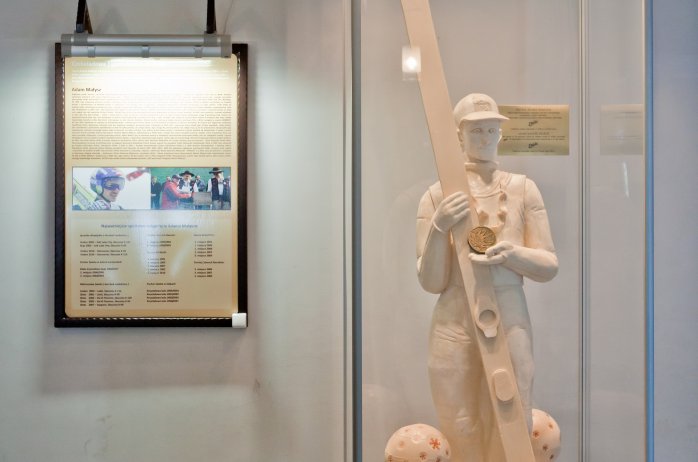 The Statue of Adam Małysz made of white chocolate